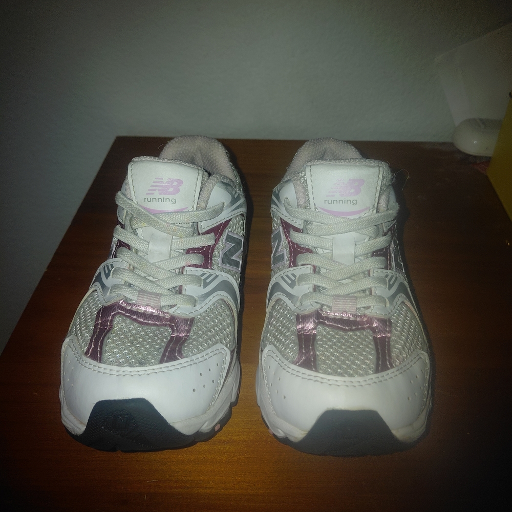 New Balance White and Pink Running Shoes